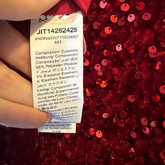 KARA AND KATE NWT RED SEQUIN/VELVET MINI DRESS SIZE MEDIUM - Picture 6 of 6